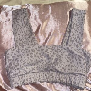 Woman’s Allfenix grey and white cheetah print sports Bra size M